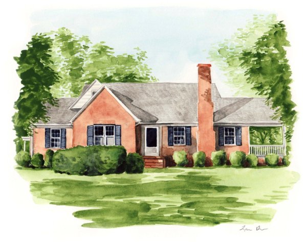 Коттедж акварель