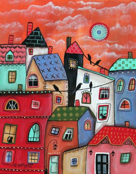 Домик гуашью