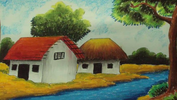 Европейские домики рисунок