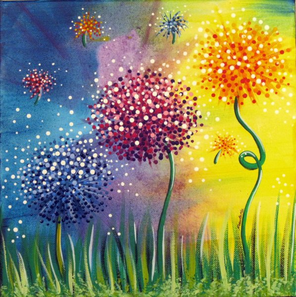 Правополушарное рисование гуашью одуванчики