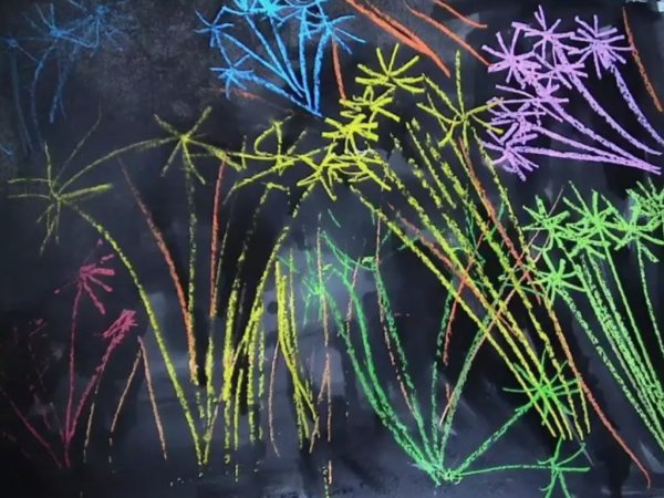 Граттаж праздничный салют