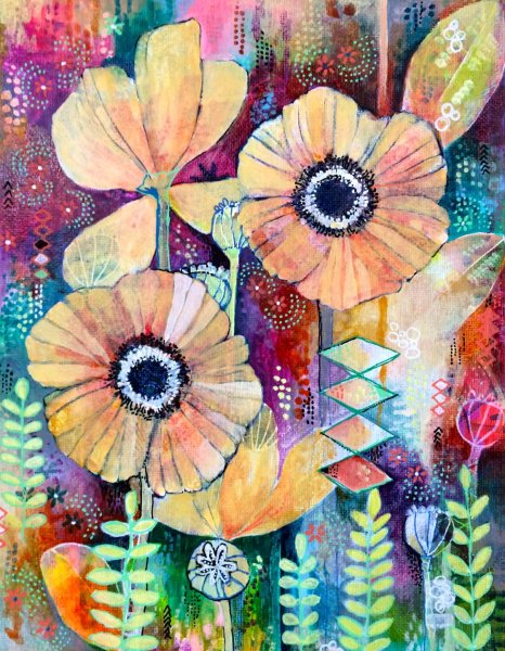 Смешанная техника рисования восковые мелки и акварель