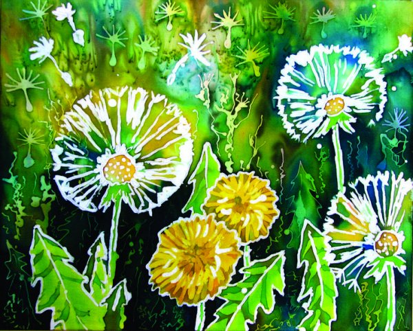 Горячий батик цветы одуванчики