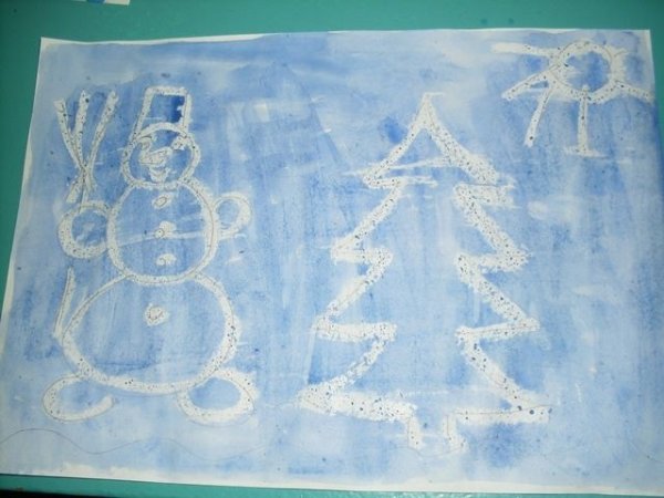 Рисование свечой и акварелью в детском