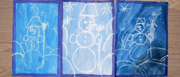 Рисование воском и акварелью