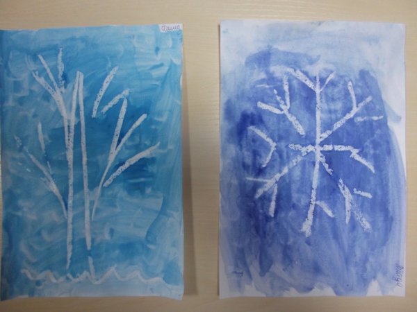 Рисование свечой и акварелью