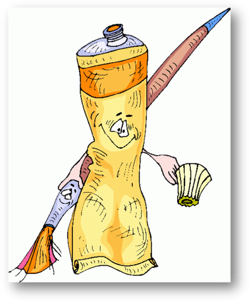 Тюбики с краской мультяшные