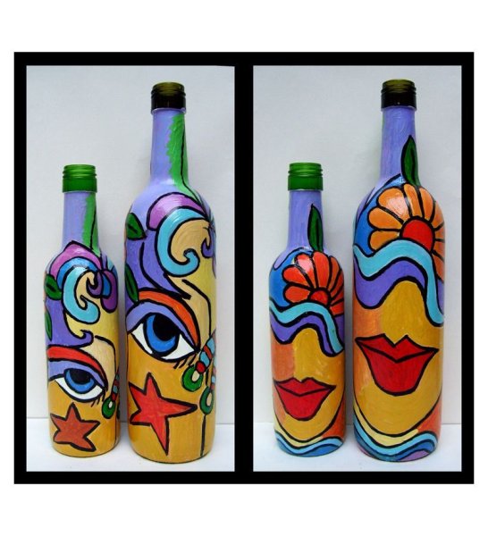 Роспись бутылок акриловыми красками