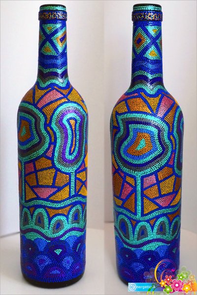 Роспись бутылок гуашью