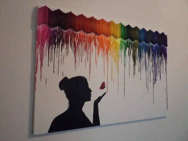 Картина из восковых мелков и фена