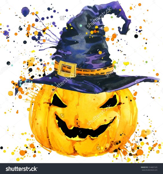 Тыква Хэллоуин акварель