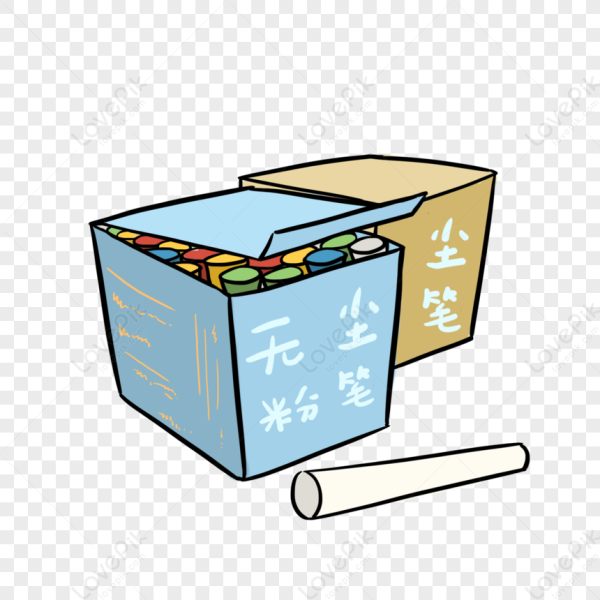 Коробка с мелом на прозрачном фоне