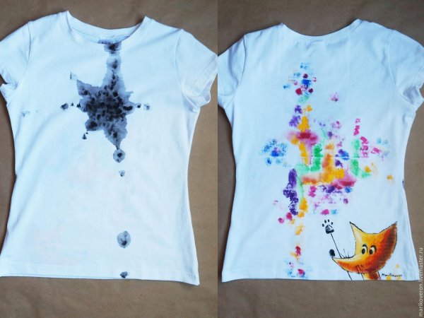 Восковые мелки на футболке