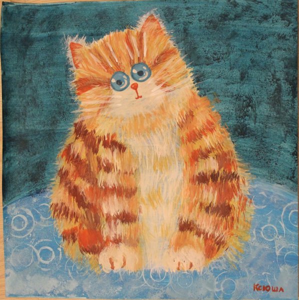 Рисование пастельными мелками котик