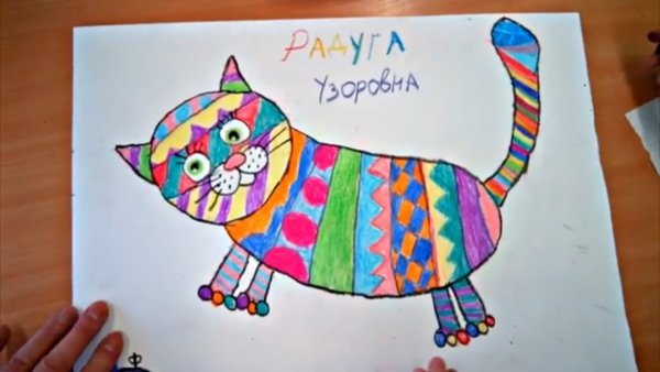 Кот восковыми мелками