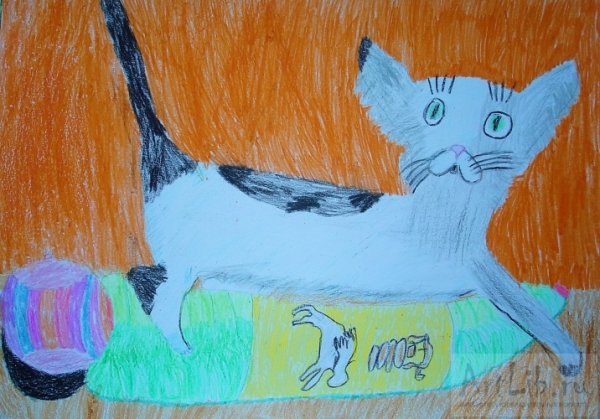 Рыжий кот нарисованный