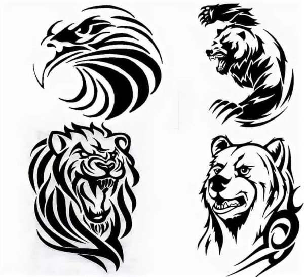 Тату трайбл медведь