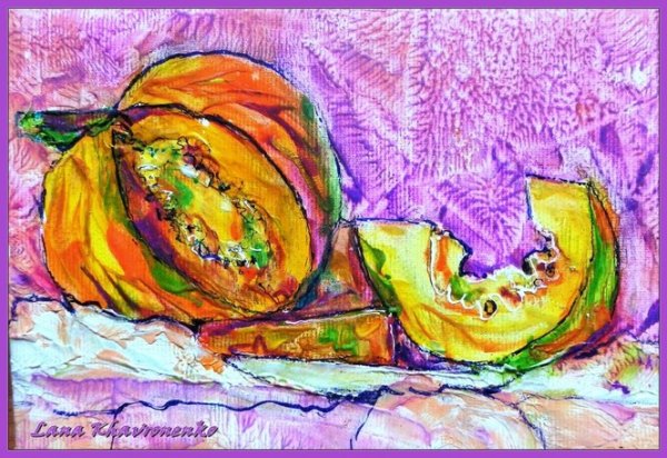 Декоративный натюрморт акварелью