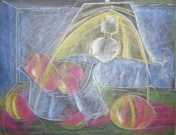 Натюрморт восковыми мелками