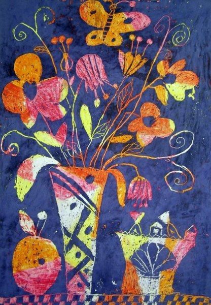 Граттаж техника восковыми мелками