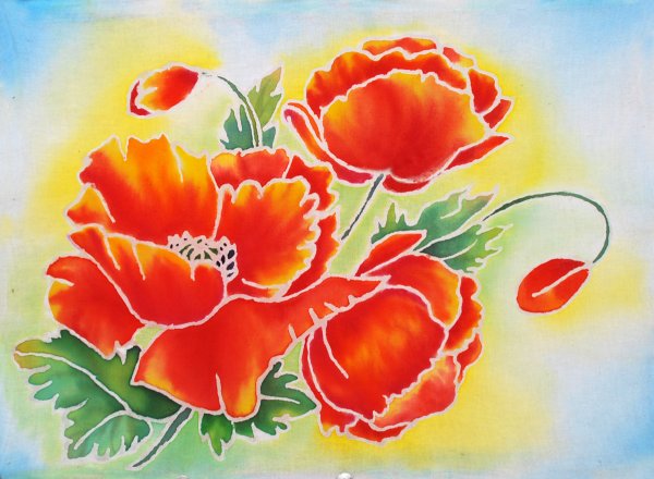 Маки акварелью