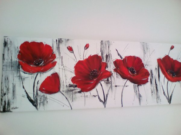 Цветы на Красном фоне живопись