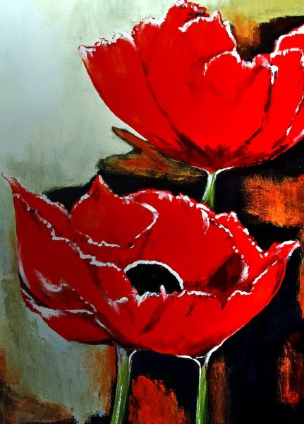 Рисование акрилом маков