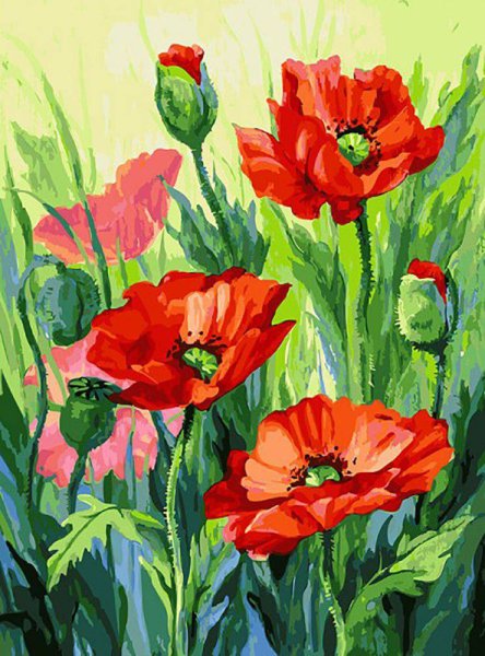 Рисование цветов акриловыми красками