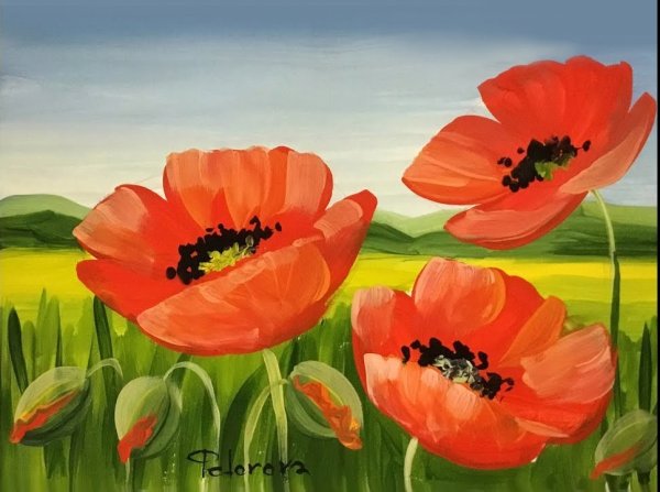 Триптих маки вышивка крестом