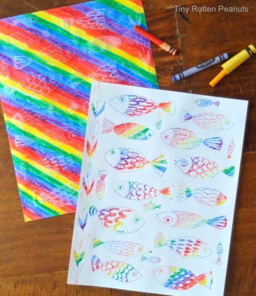 Рисование мелками восковыми на бумаге