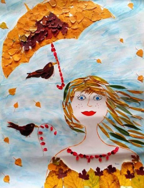 Осенняя девушка акварель