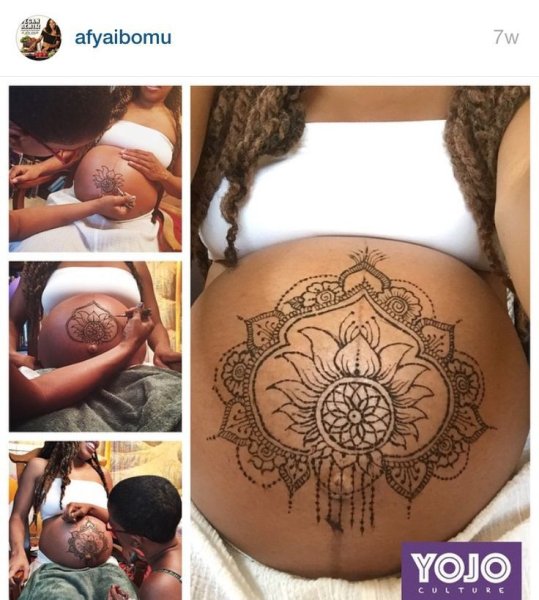 Мехенди на животе беременной