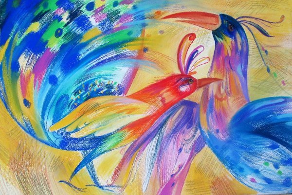 Павлины акрилом