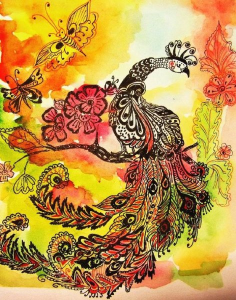 Рисование чудо птица