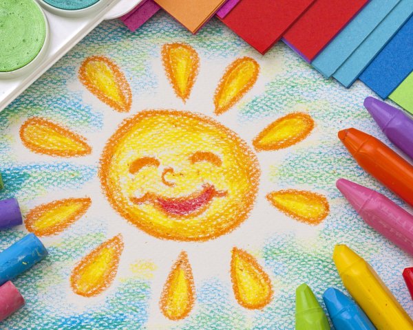 Рисование красками солнце