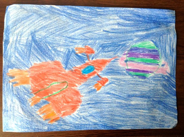 Детские рисунки восковыми мелками на бумаге