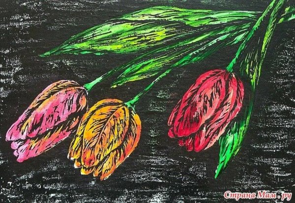 Рисование свечой и акварелью