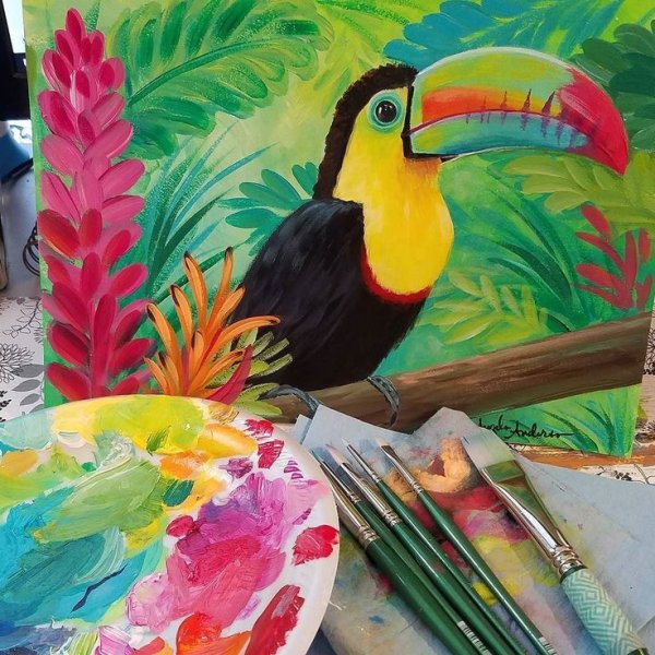 Тропическая птица акрил Тукан