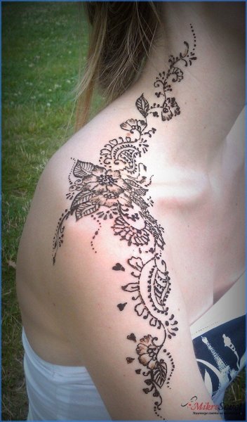 Татуировки хной на шее