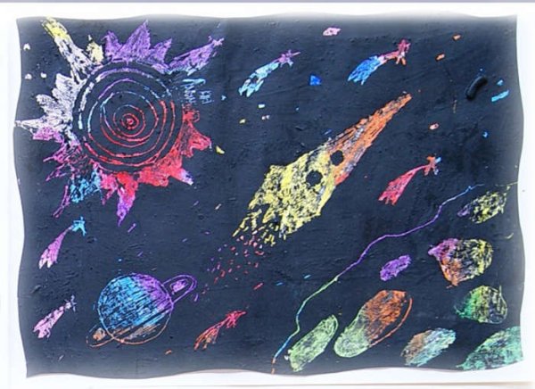 Граттаж космос планеты