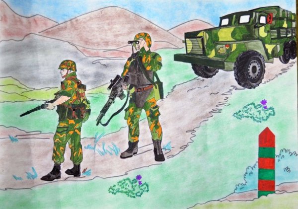 Акварель Военная тематика