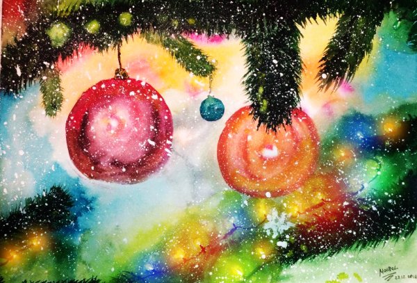 Новогодние рисунки пастелью