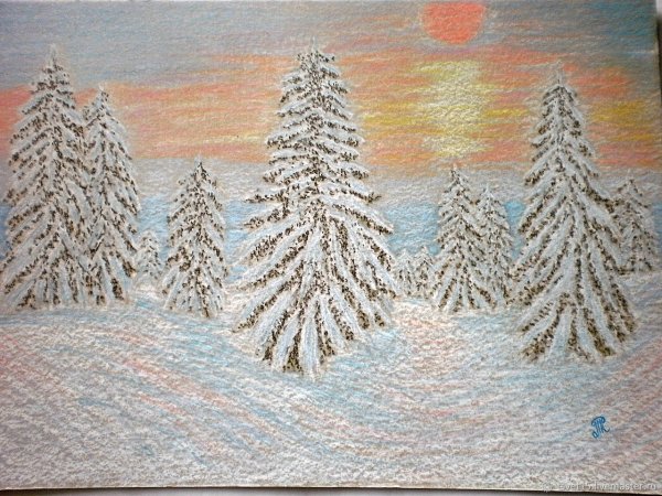 Пастель Елена таткина зимняя