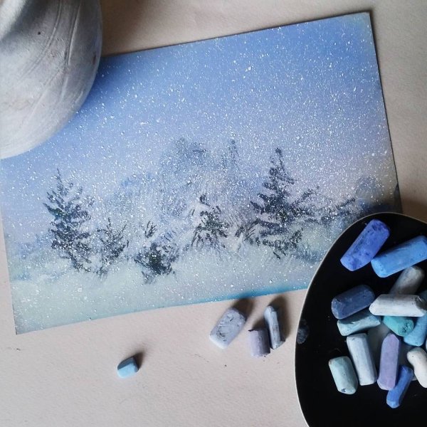 Новогодняя елка акварель