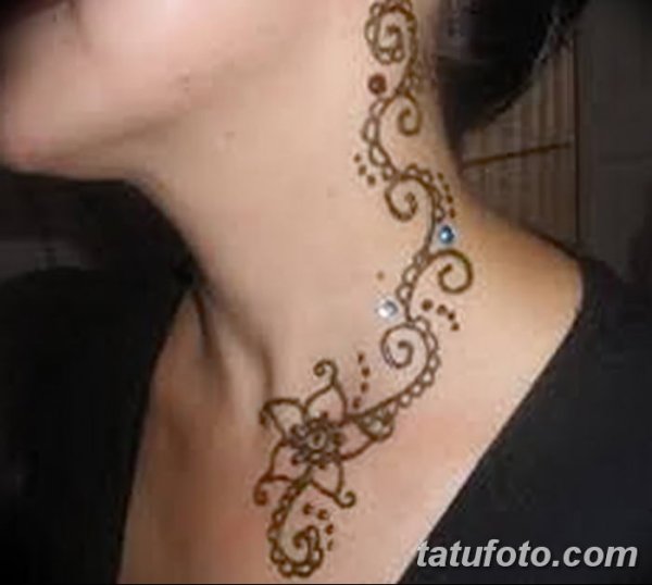 Узоры с хной на шее легкие
