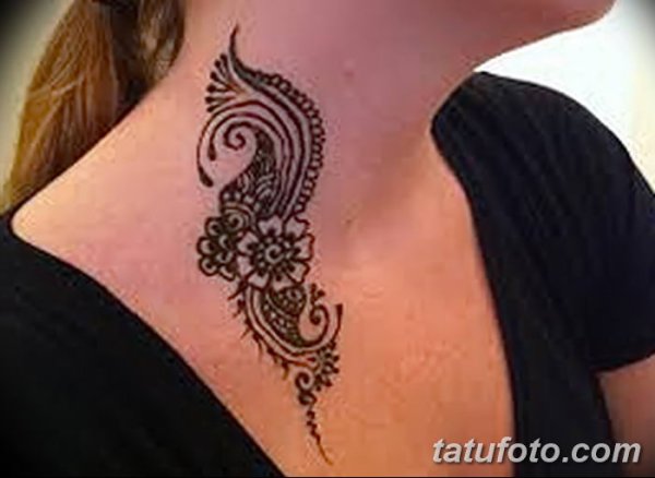 Красивые рисунки хной на шее