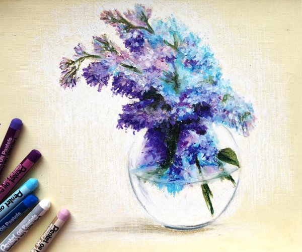 Сирень масляной пастелью