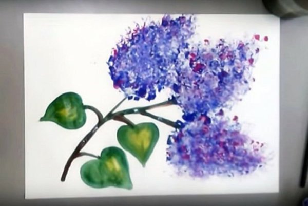 Техника рисования сирени мятой бумагой