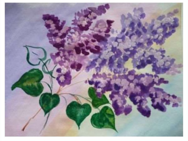 Листья и цветы сирени пуантилизм