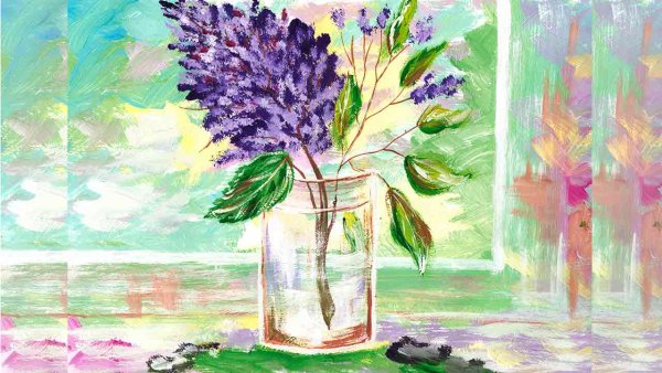 Сирень в правополушарном рисовании